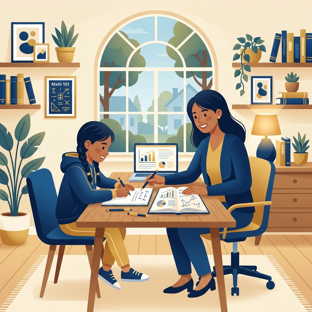 Student being tutored at home by a Champs Institute tutor